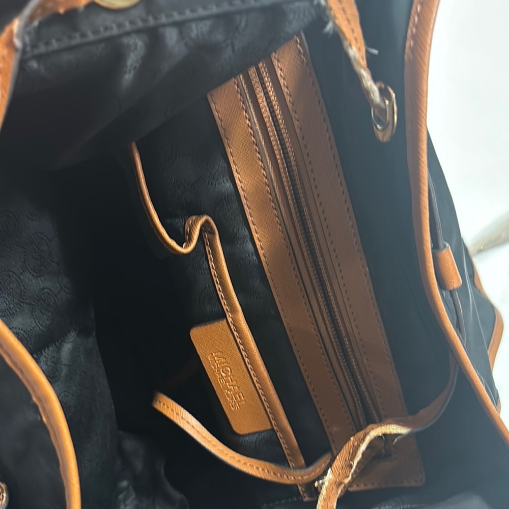 Michael Kors Black and Tan Backpack with Leather Accents - Picture 9 of 13